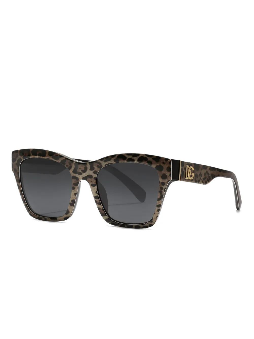 Dolce & Gabbana Leopard-motif Squared-frame Sunglasses In Brown