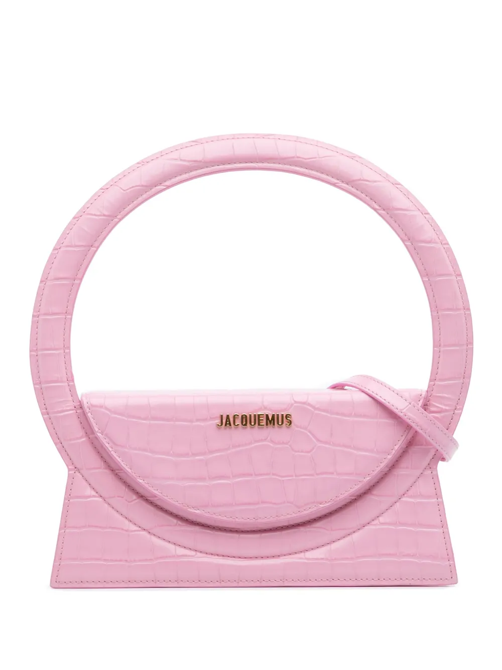 Jacquemus Pre-Owned 2017-2022 クロコエンボスカーフスキン Le Sac Rond サッチェルバッグ - ピンク Jacquemus Pre-Owned 2017-2022 クロコエンボスカーフスキン Le Sac Rond サッチェルバッグ - ピンク