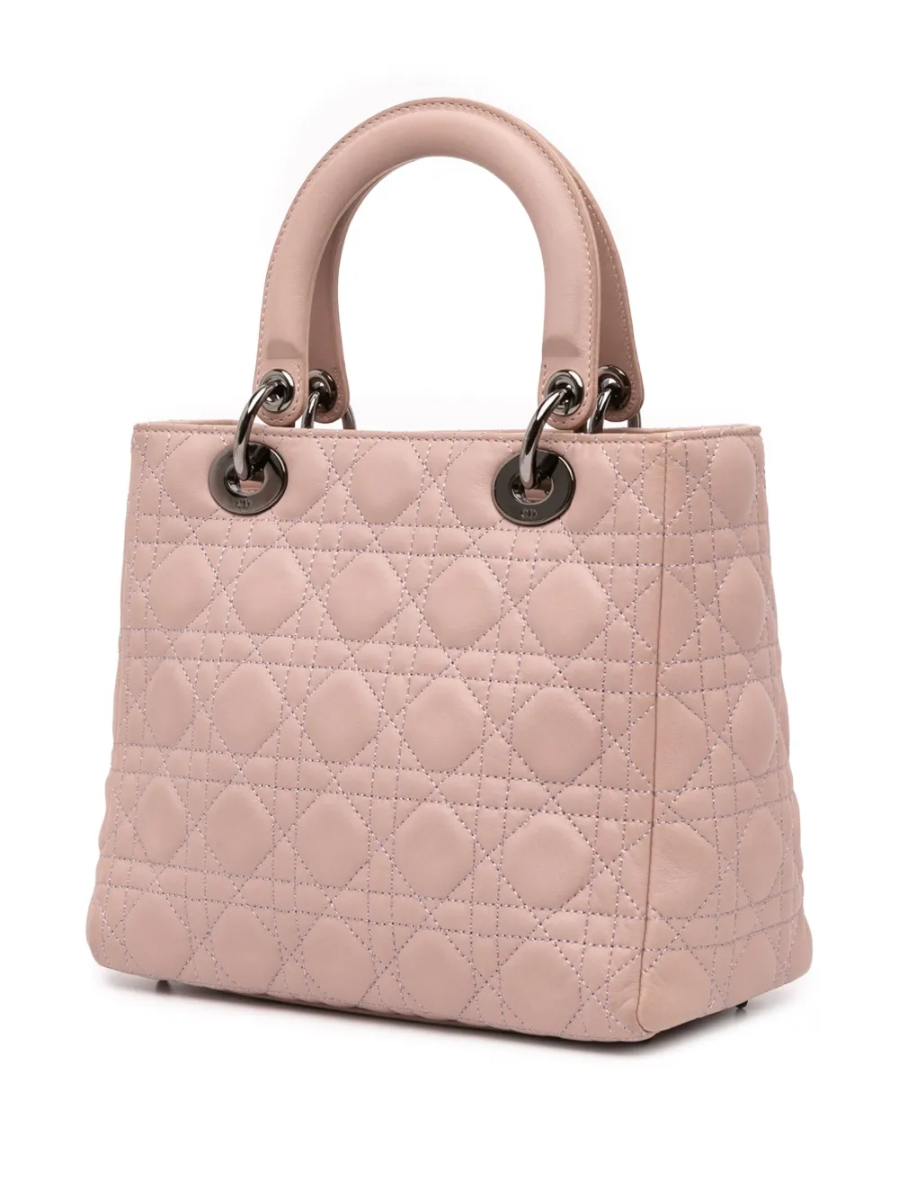 Pre-owned Dior 2011 Medium Lambskin Cannage Lady Satchel In Pink