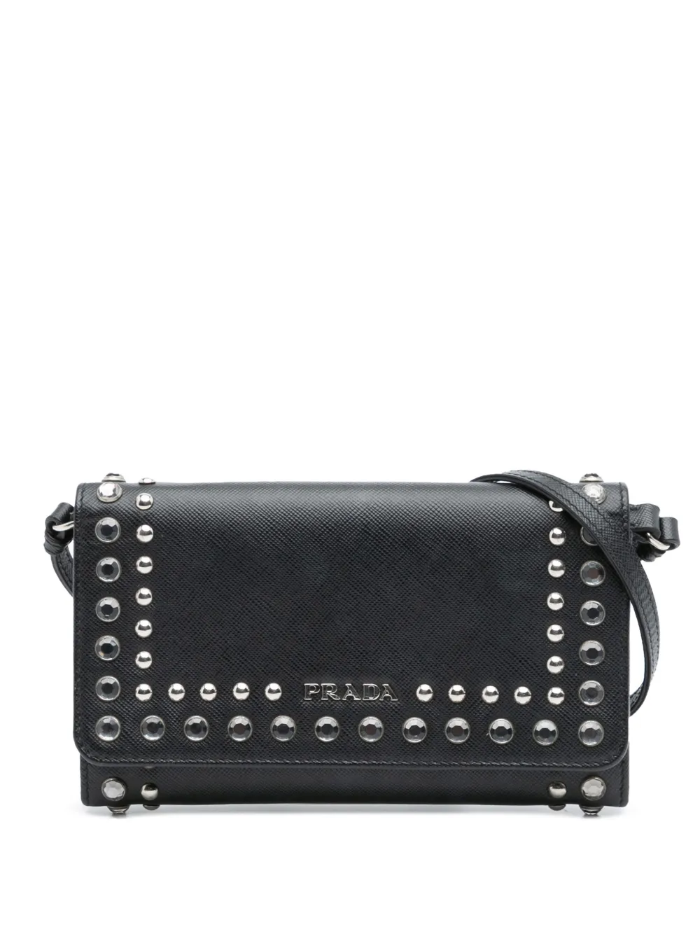 Prada Pre-Owned 2000-2025 サフィアーノ クリスタル スタッズ ウォレットオンストラップ ショルダーバッグ - Prada Pre-Owned 2000-2025 サフィアーノ クリスタル スタッズ ウォレットオンストラップ ショルダーバッグ -