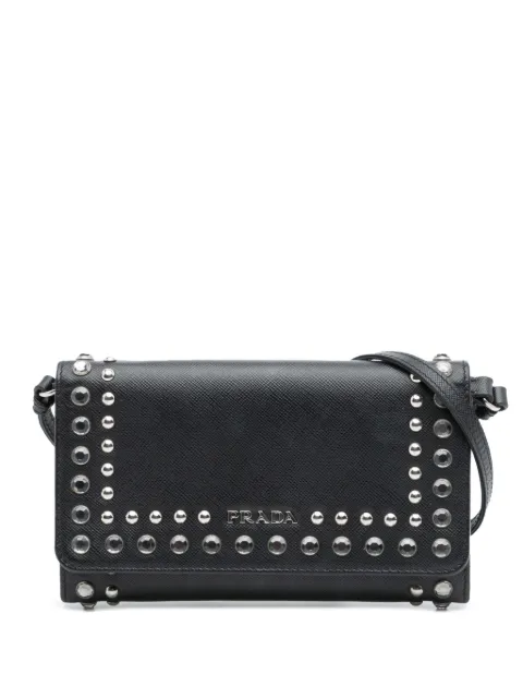 Prada Pre-Owned bolsa crossbody Saffiano Crystal Studded Wallet on Strap 2000-2025