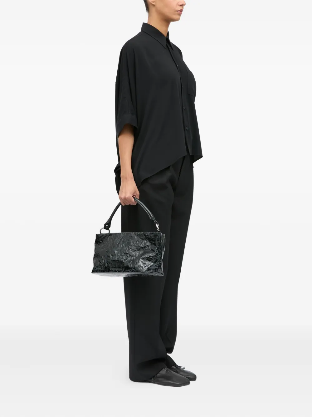 MM6 Maison Margiela Schoudertas met textuur en handgreep Zwart
