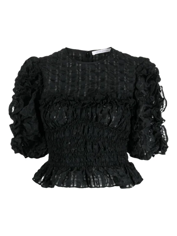 Cecilie Bahnsen ブラックラッフルベアトップ Cecilie Bahnsen ラッフル トップ | ブラック | FARFETCH JP