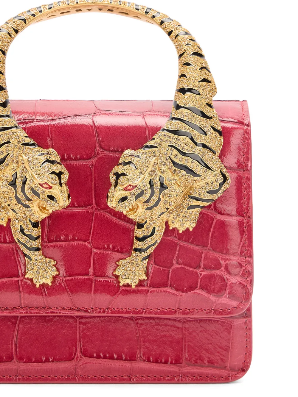 Roberto Cavalli Roar kleine tas met tijgerketting Roze