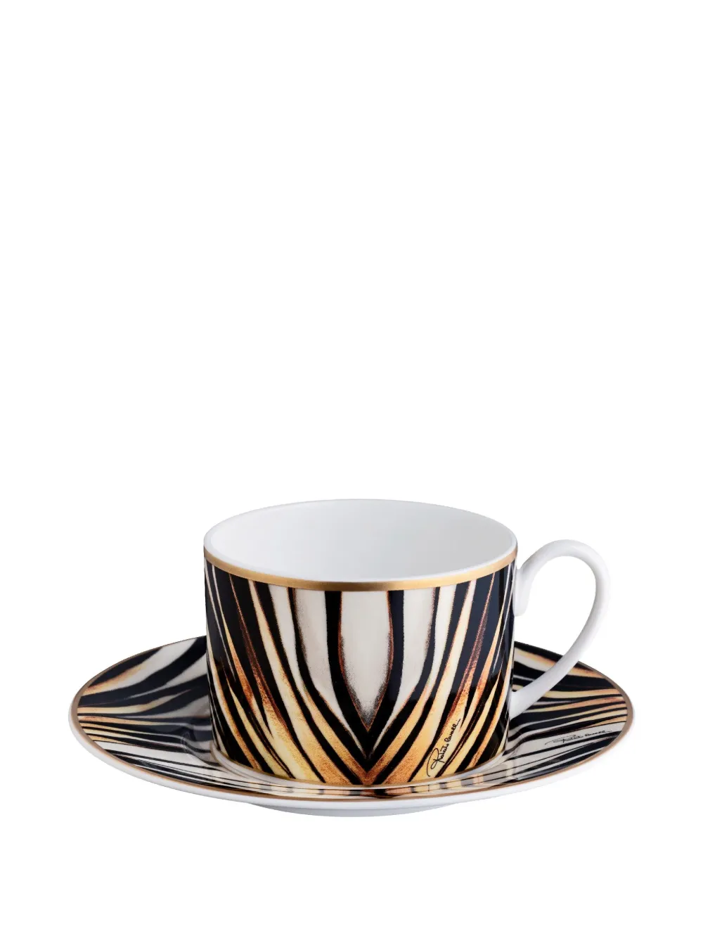 Roberto Cavalli Ray Of Gold zebra-stripe tea cups (set of two) | blanco | Image 1