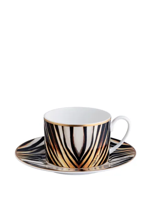 Roberto Cavalli Ray Of Gold zebra-stripe tea cups (set of two)