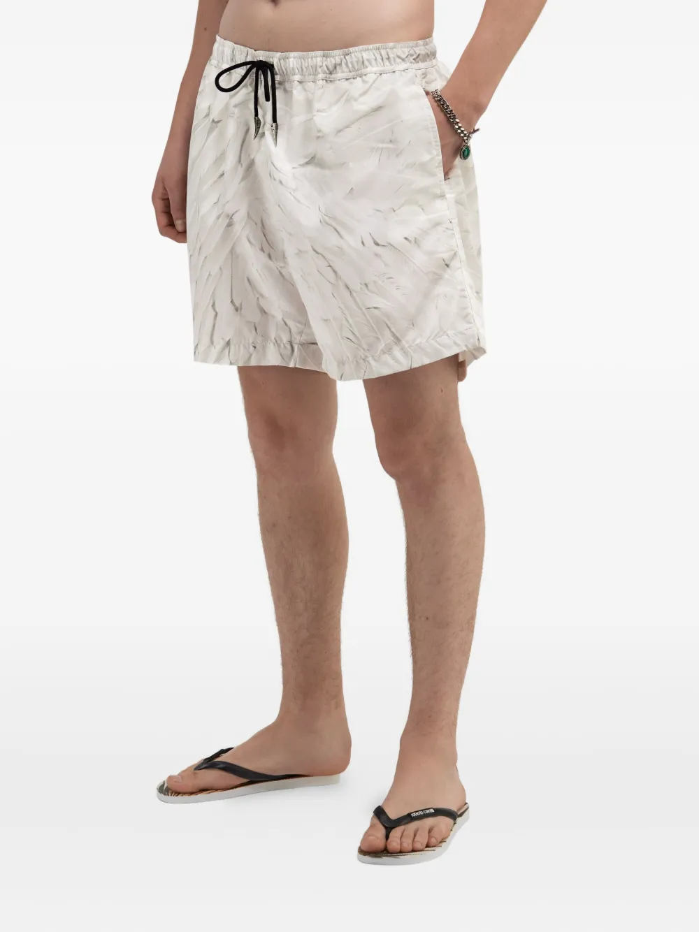 Roberto Cavalli Zwembroek met Ice Feathers-print Wit