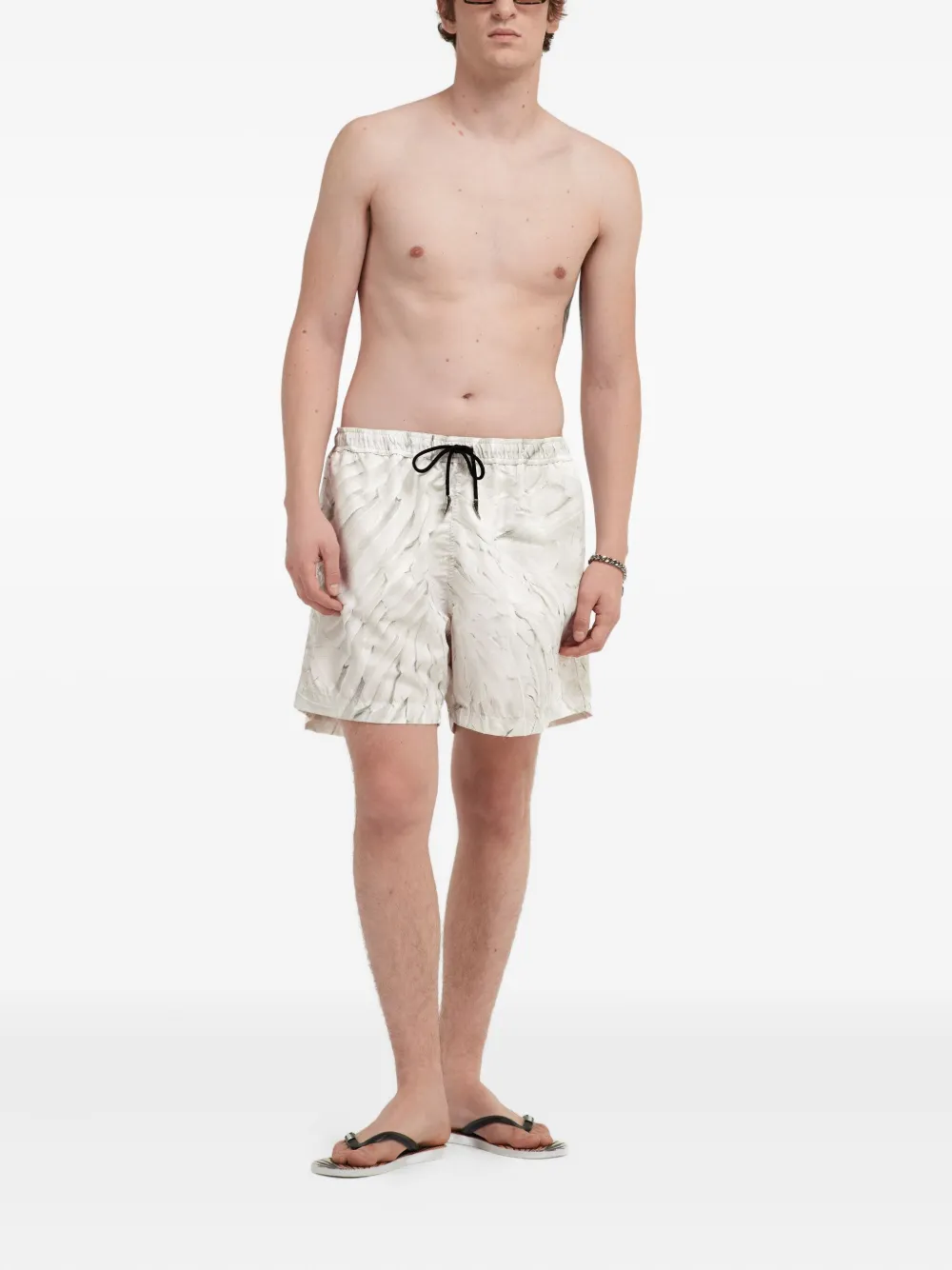 Roberto Cavalli Zwembroek met Ice Feathers-print Wit