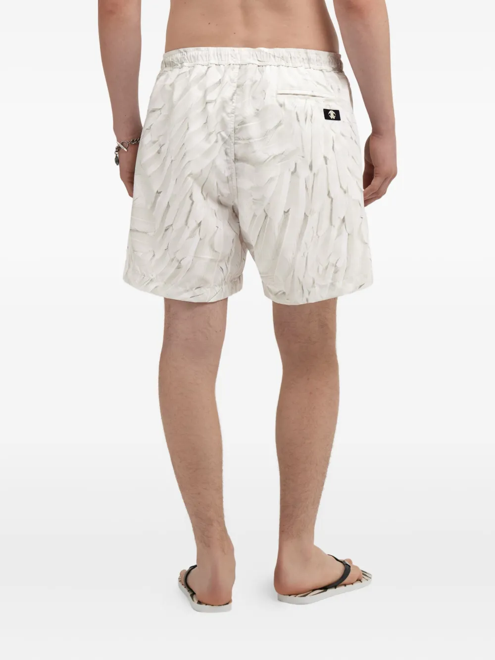 Roberto Cavalli Zwembroek met Ice Feathers-print Wit