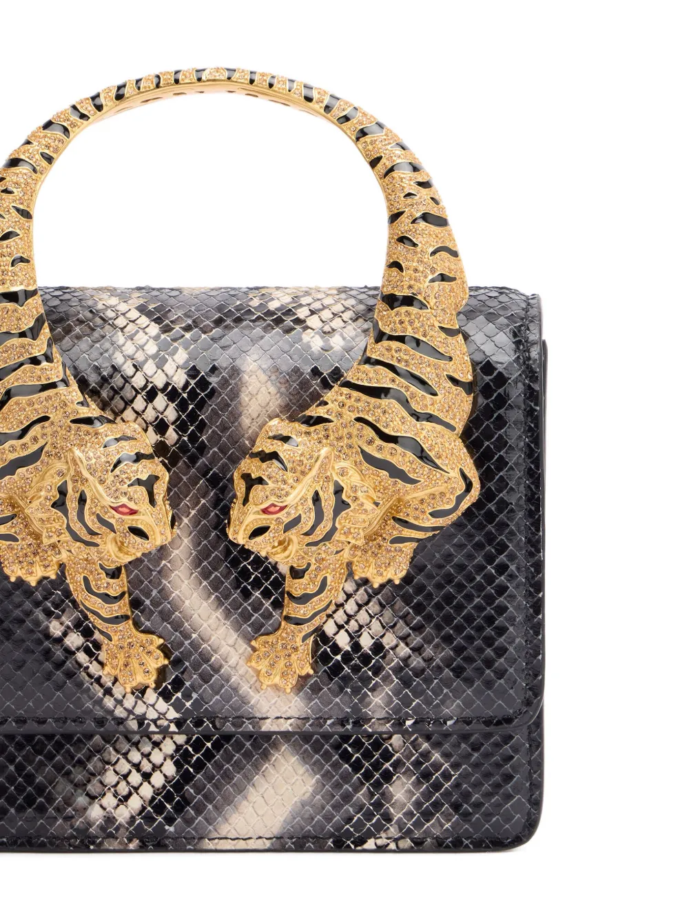 Roberto Cavalli Roar mini-tas met tijgerhandgreep Zwart