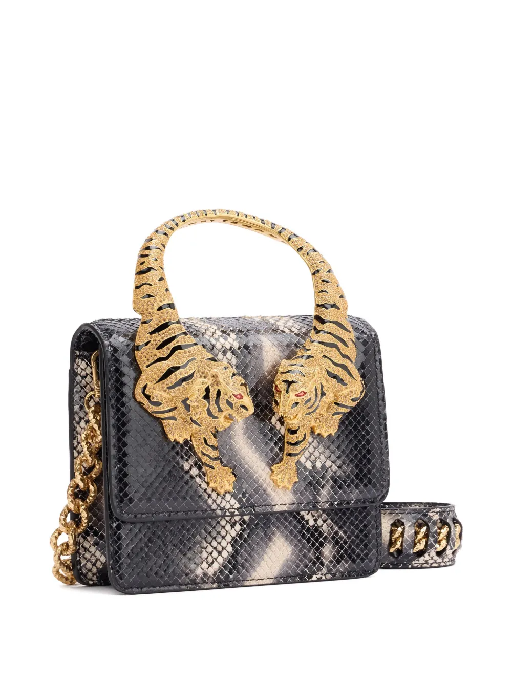 Roberto Cavalli Roar mini-tas met tijgerhandgreep Zwart