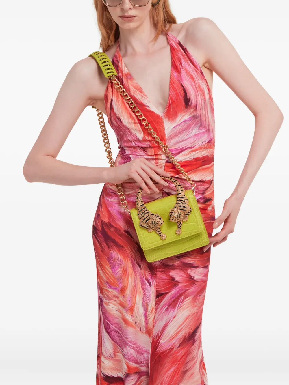 Roberto Cavalli Roar medium shopper met tijgerhandgreep - Groen