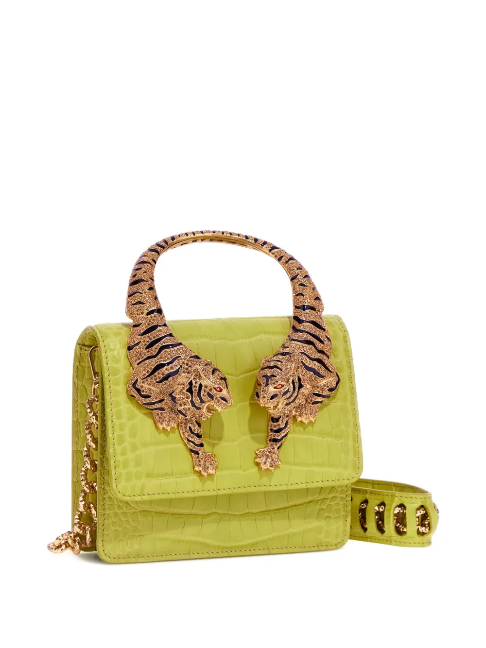 Roberto Cavalli Roar medium shopper met tijgerhandgreep Groen