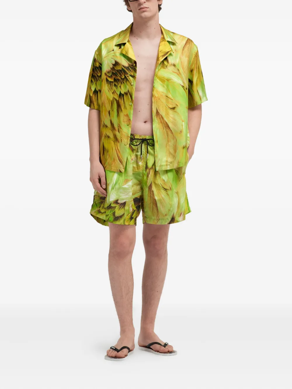 Roberto Cavalli Plumange zwembroek met print Groen