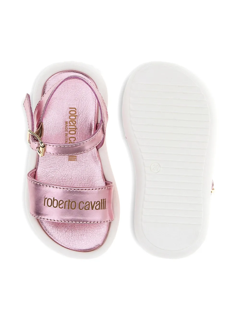 Roberto Cavalli Rc Logo-buckle Sandals In Pink