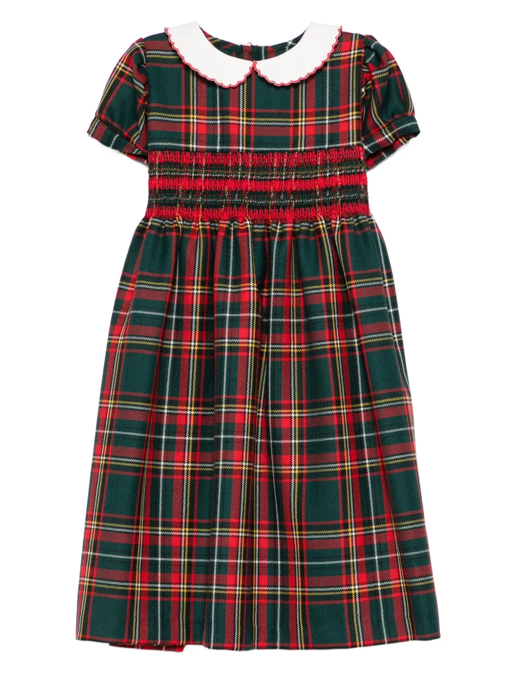 Siola tartan-pattern smocked dress | Green | Image 1