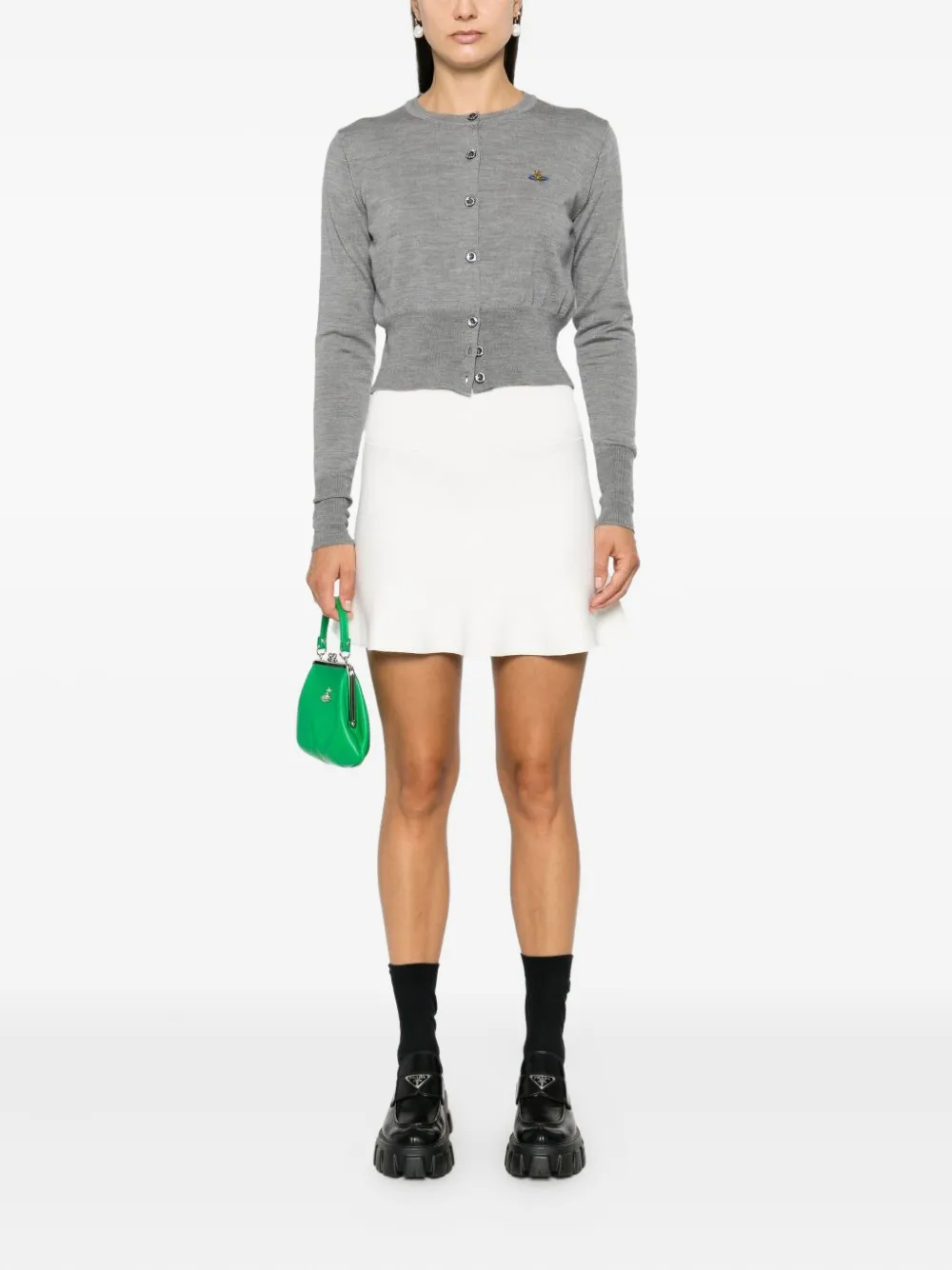 Vivienne Westwood Bea Logo-embroidery Cardigan In Gray