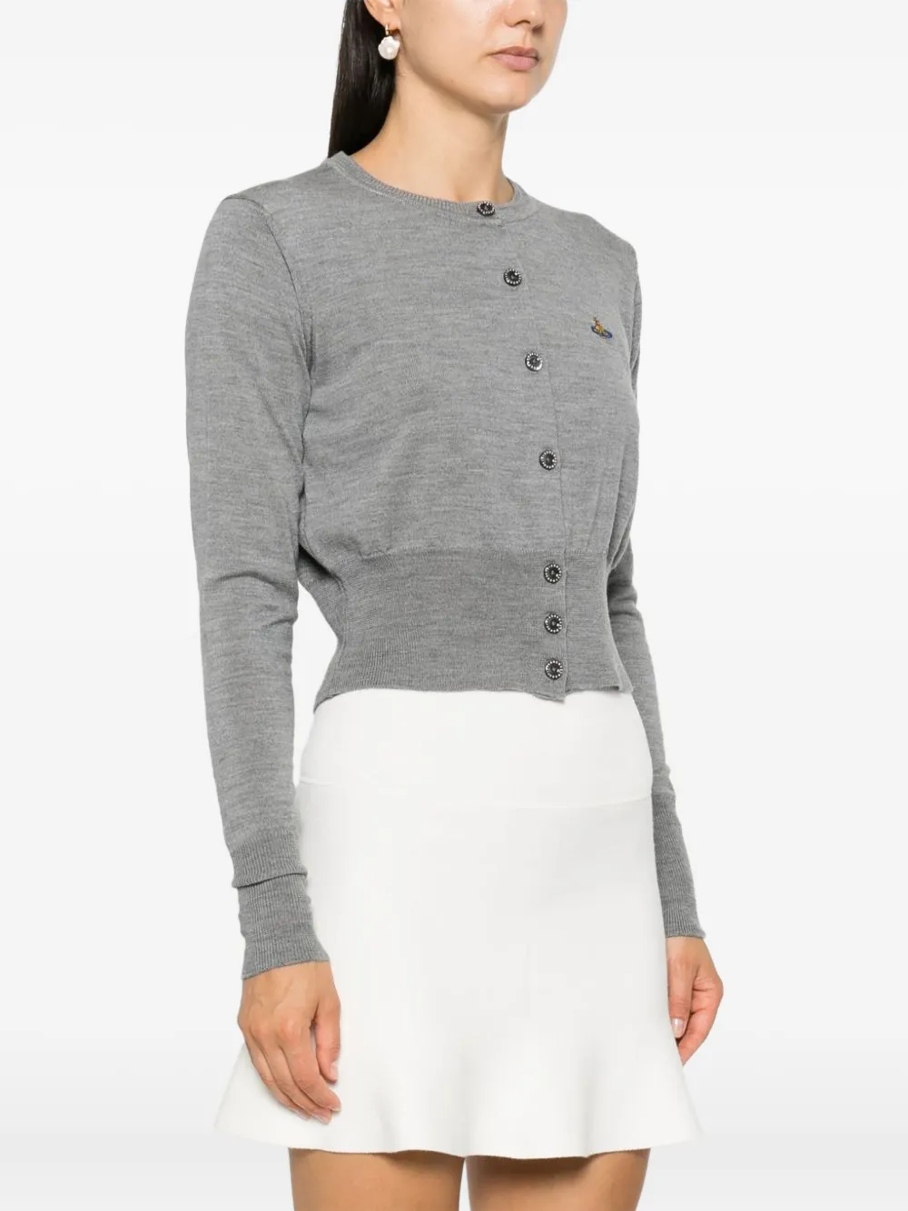 Vivienne Westwood Bea Logo-embroidery Cardigan In Gray