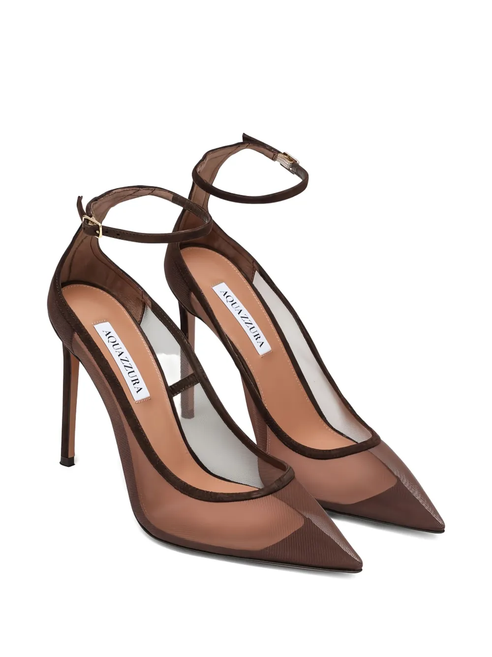 Aquazzura 85 mm pumps met mesh vlakken Bruin