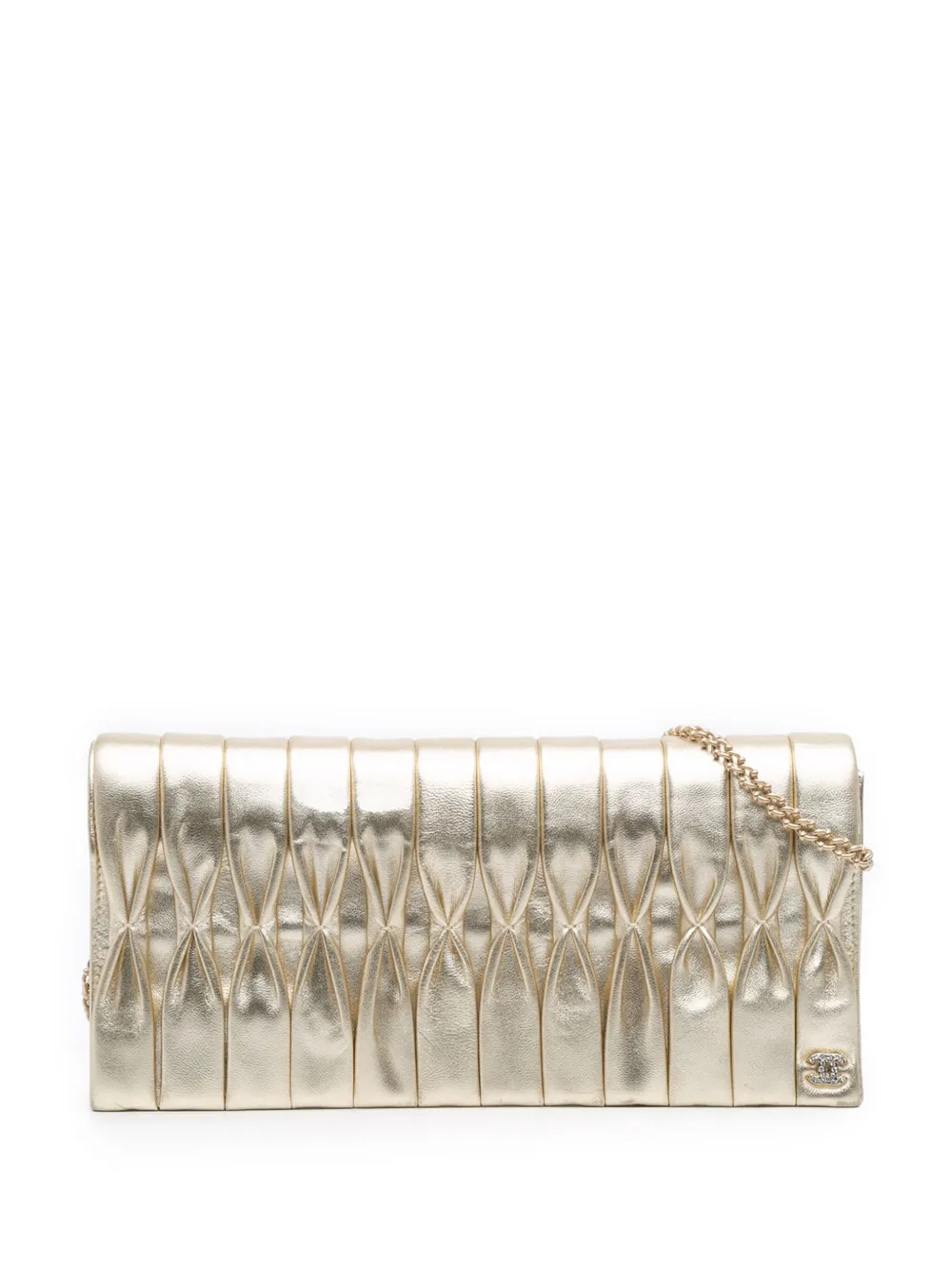 CHANEL Pre-Owned 2006-2008 CC Metallic Pleated Lambskin Chain Link shoulder bag - Oro