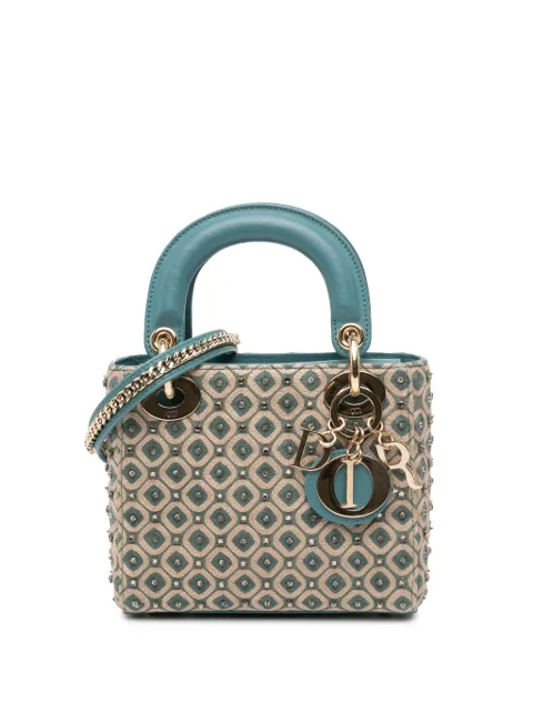 Christian Dior Pre-Owned شنطة 'هوني كومب ليدي ديور' كانفا صغيرة مطرزة بزينة كريستال و بحمالة كتف 2022