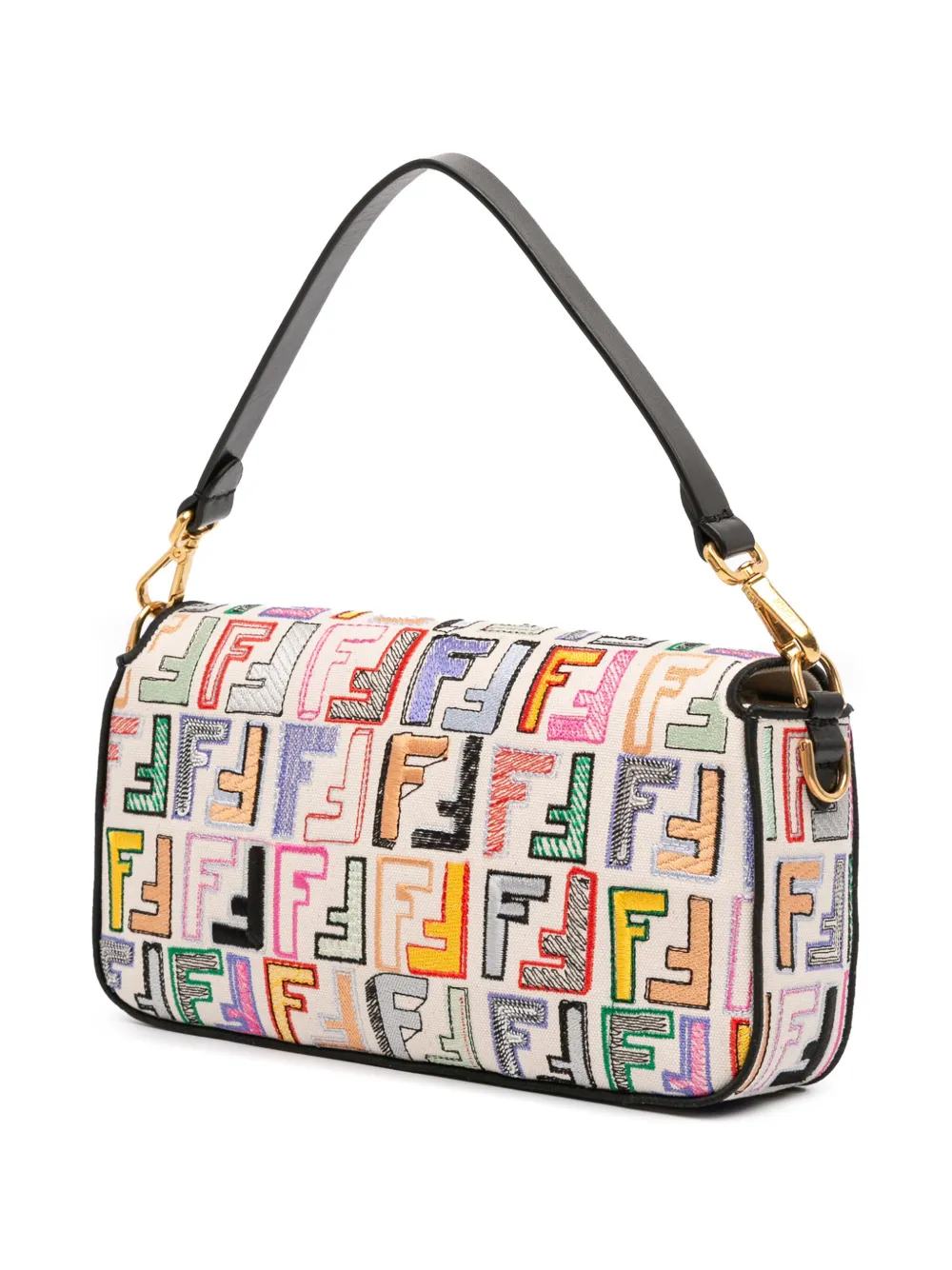 Pre-owned Fendi 2010-2025 Chinese Valentines Day Zucca Embroidered Canvas Baguette Satchel In Brown