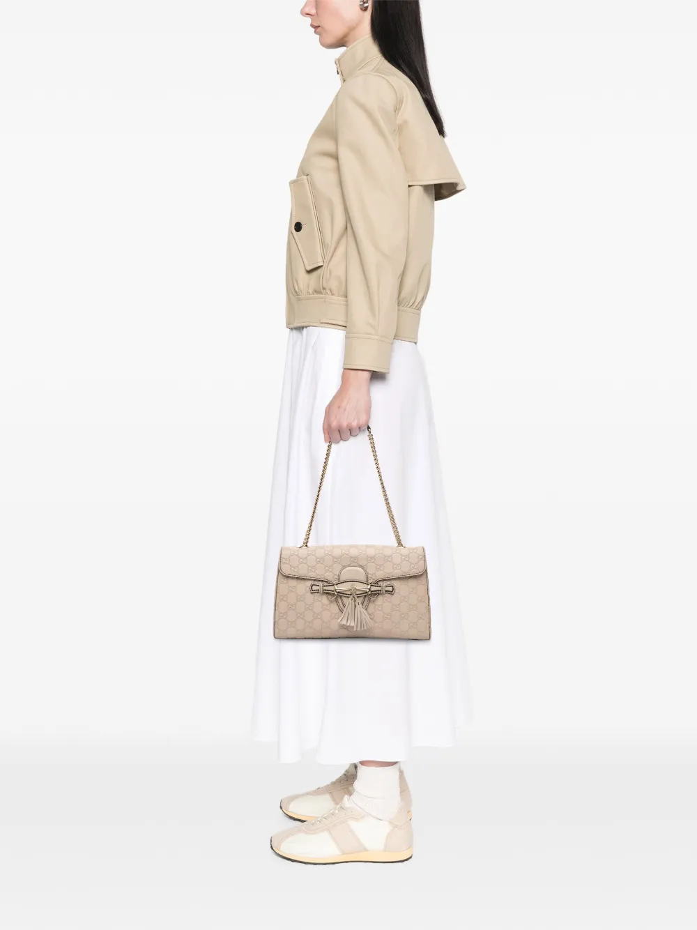 Pre-owned Gucci 2016-2025 Medium Ssima Emily Shoulder Bag In Brown