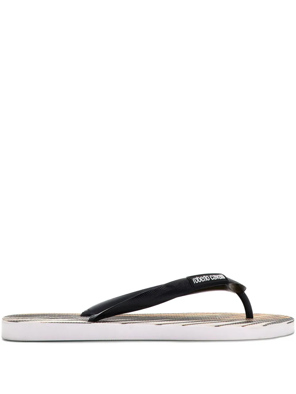Roberto Cavalli Ray Gold Print Flip-flops In Multi