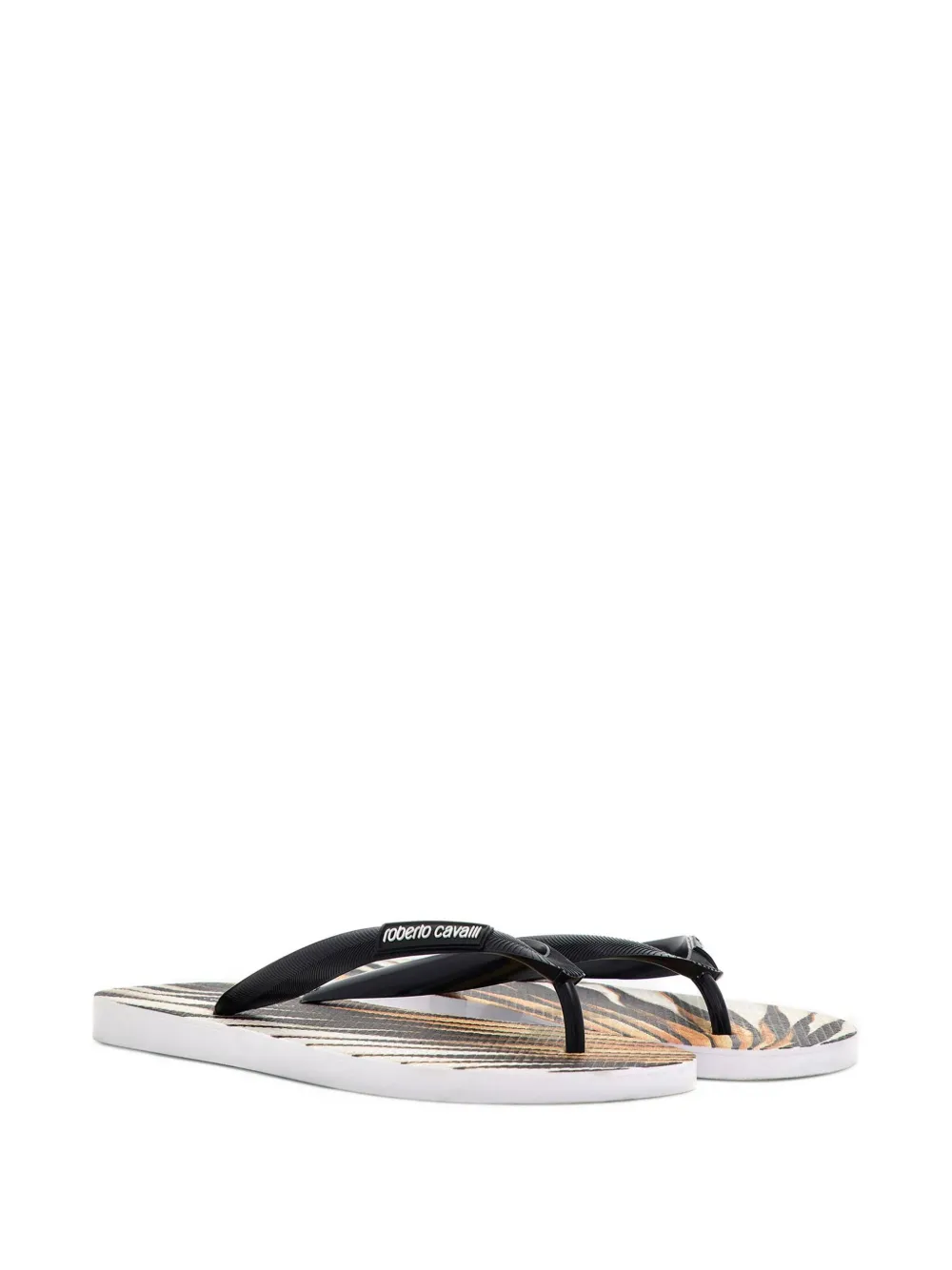 Roberto Cavalli Ray Gold teenslippers met print Zwart