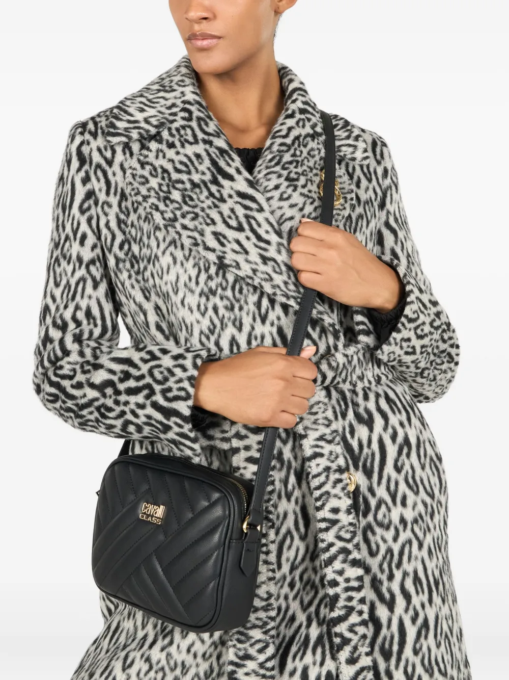 Roberto Cavalli Schoudertas met logo - Zwart