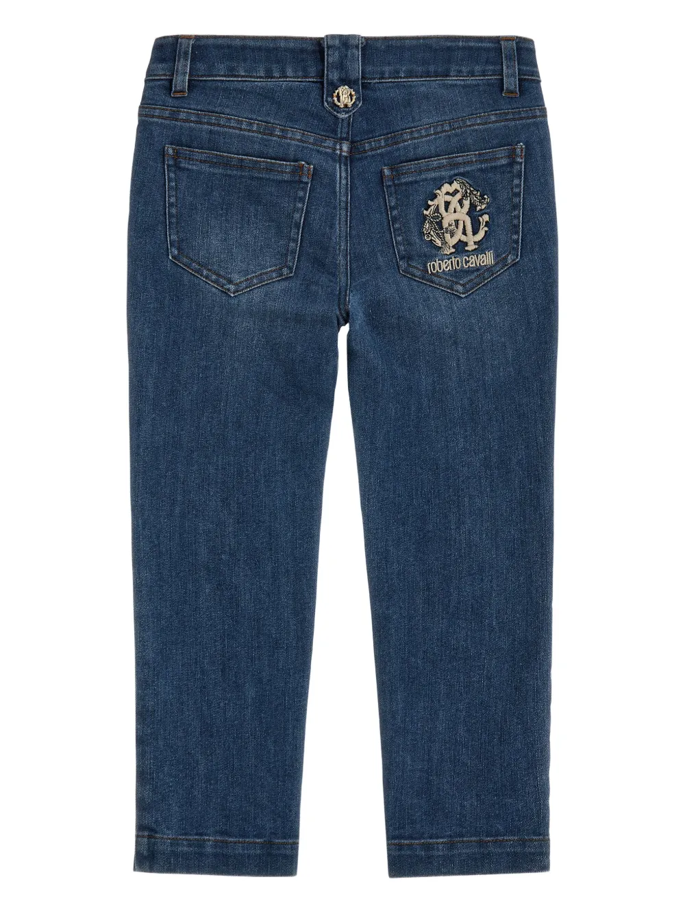 Roberto Cavalli Jeans met bloemenprint en logo Blauw