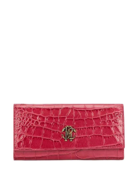 Roberto Cavalli cartera con efecto de piel de cocodrilo y logo