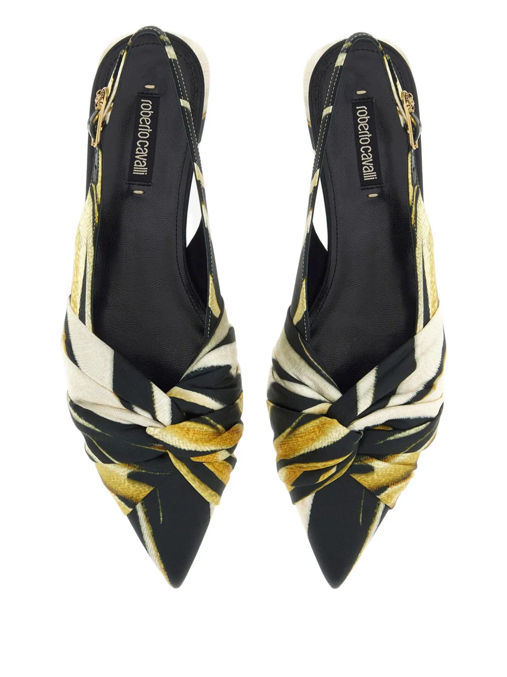 Roberto Cavalli The Pettegola geknoopte slingback pumps met print Zwart