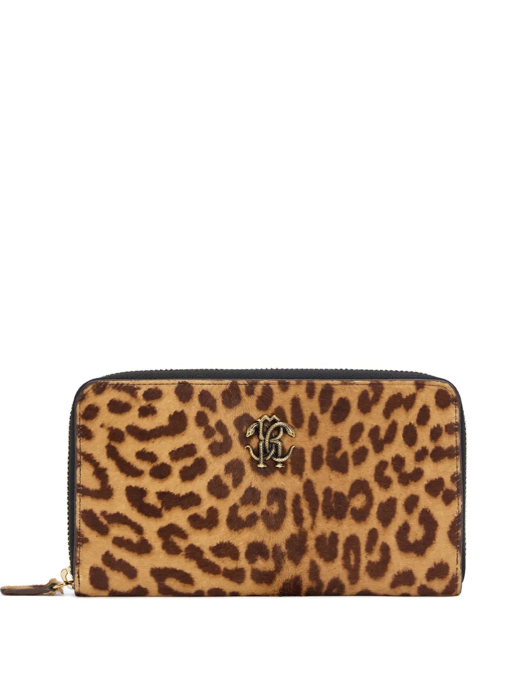 Roberto Cavalli Jaguar Skin Print Zip-around Wallet In Animal Print