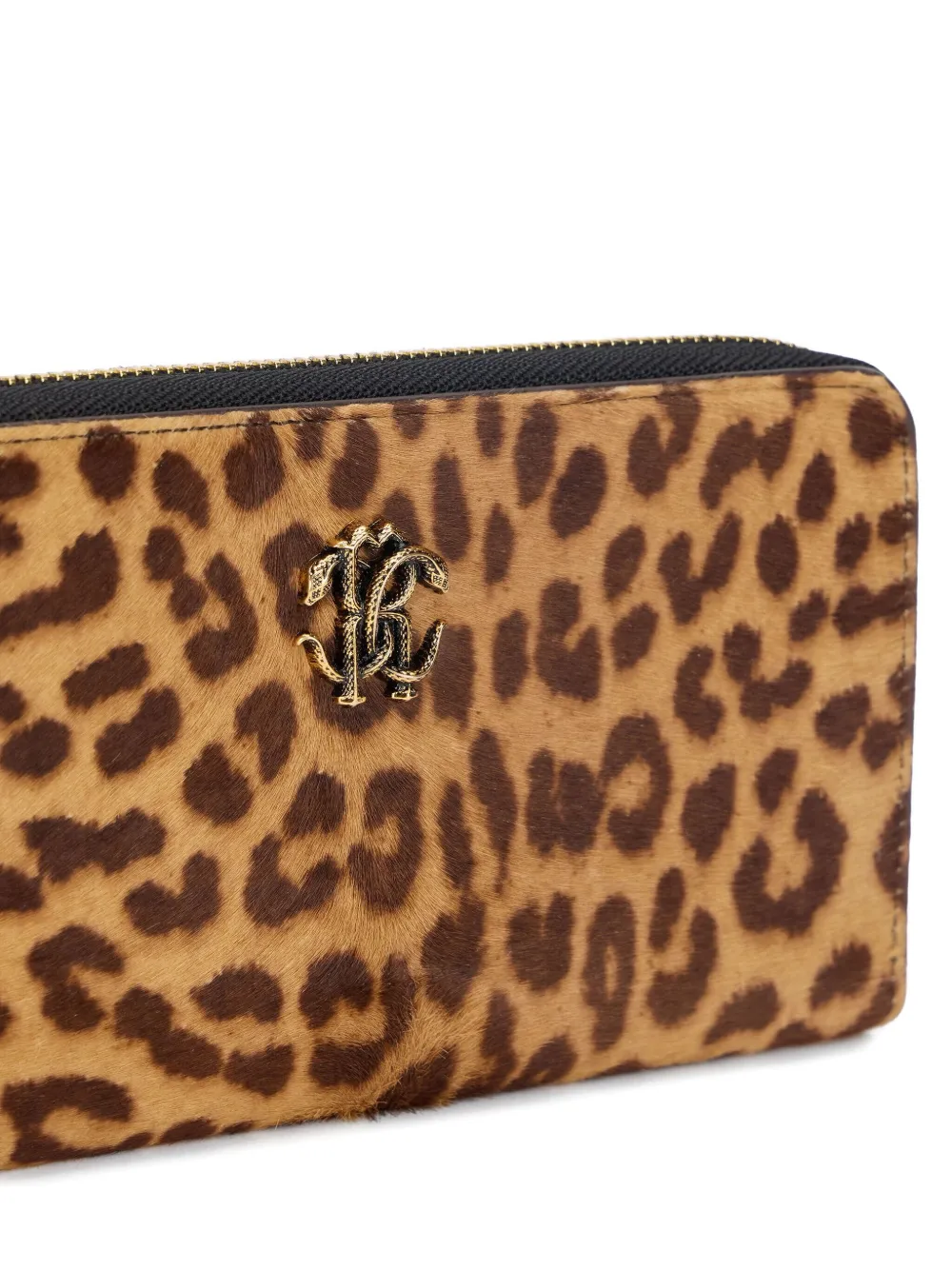 Roberto Cavalli Jaguar Skin Print Zip-around Wallet In Animal Print