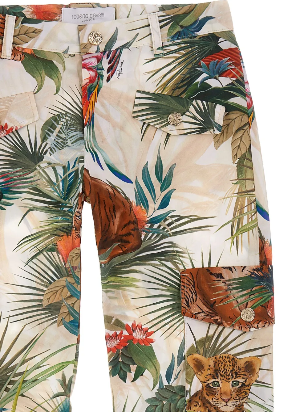Roberto Cavalli Junior Jungle Skin broek met print Beige