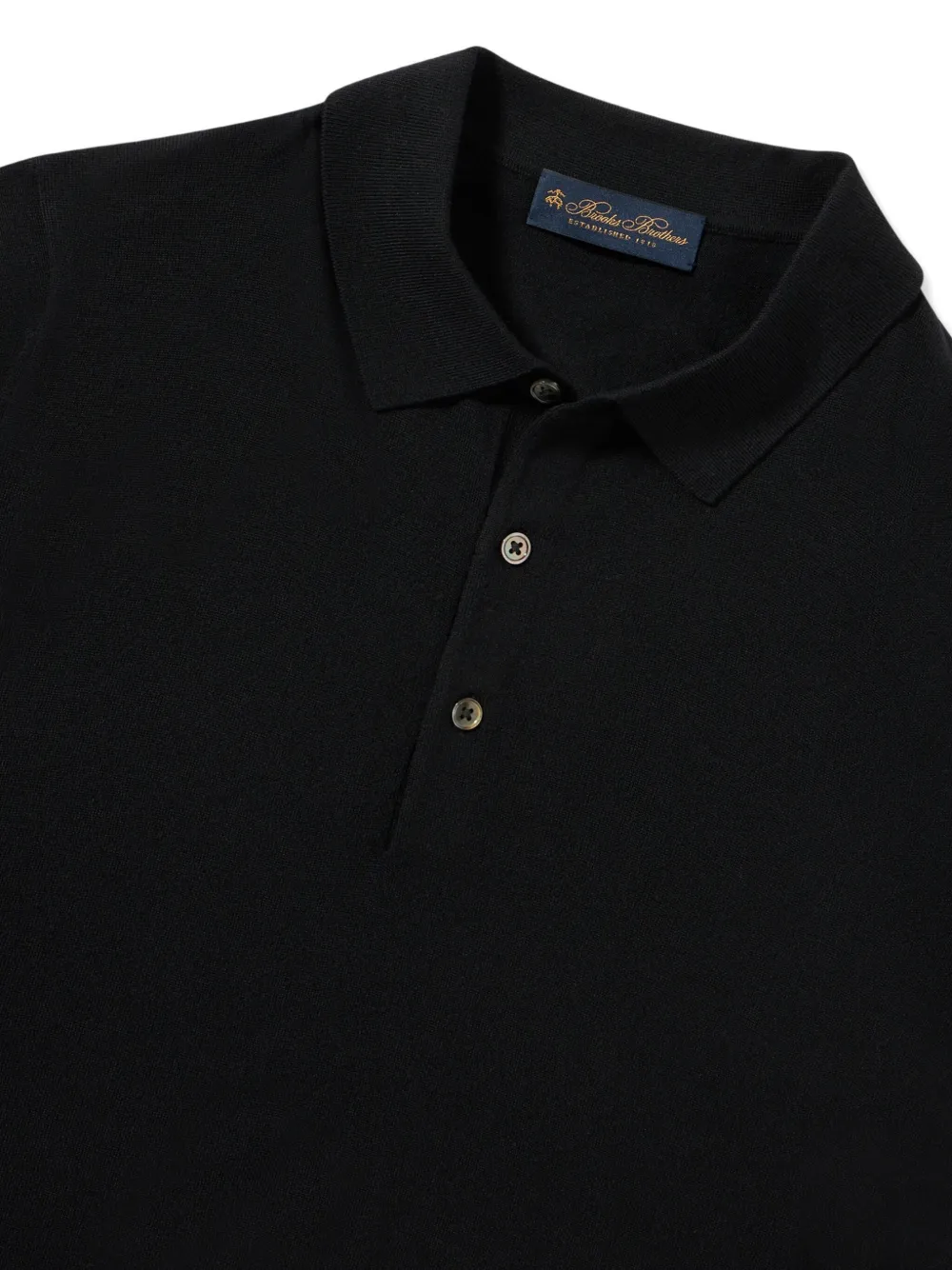 Brooks Brothers Poloshirt van merinowol met lange mouwen - Zwart
