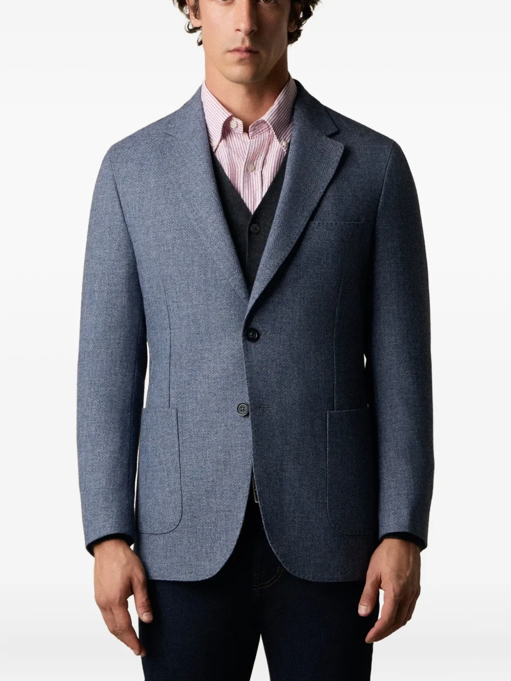 Brooks Brothers Trui met visgraatpatroon Blauw