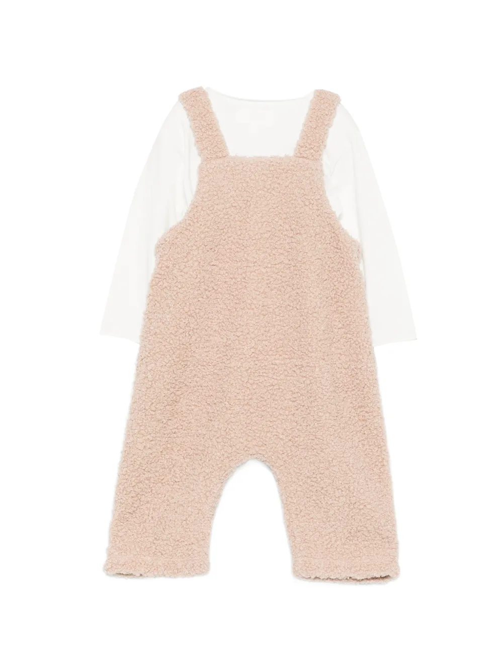 TEDDY & MINOU Tuinbroek en top met fleece textuur Beige