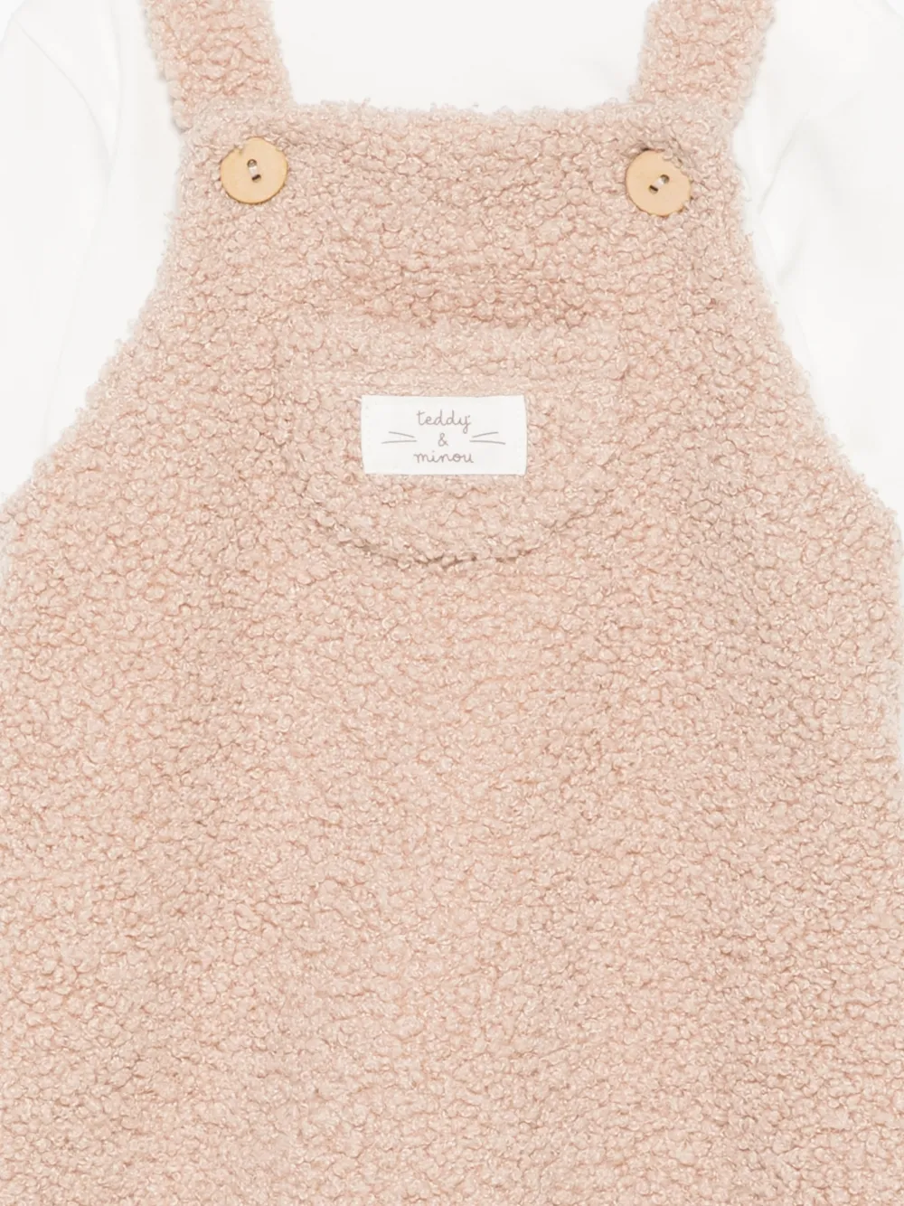 TEDDY & MINOU Tuinbroek en top met fleece textuur Beige