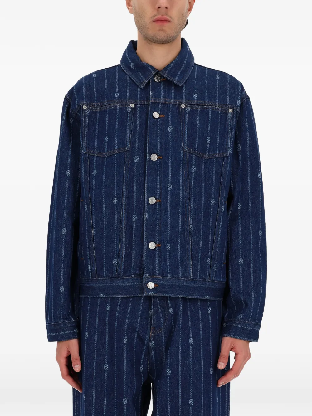 Drôle De Monsieur buttoned striped jacket - Blu