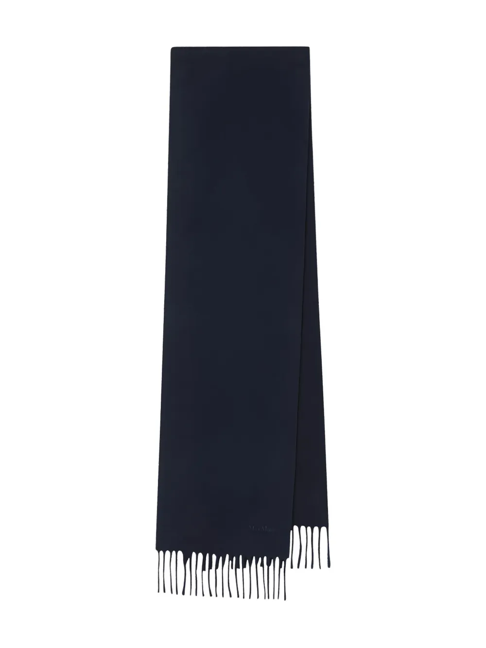 Max Mara Fringed Wool Scarf In Blue