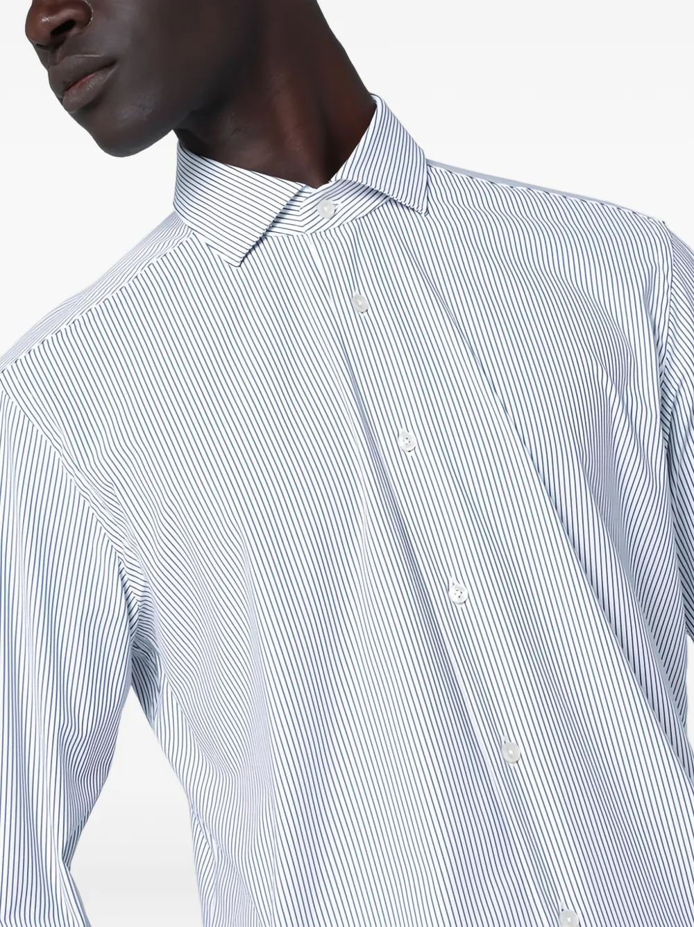 Xacus Gestreept overhemd met lange mouwen Wit