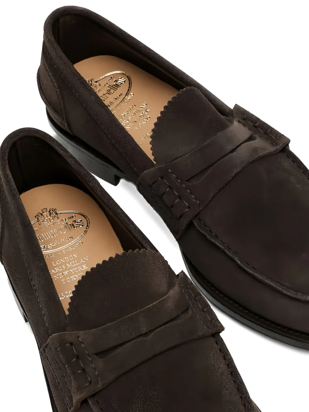 Church's Gekerfde suède loafers Bruin