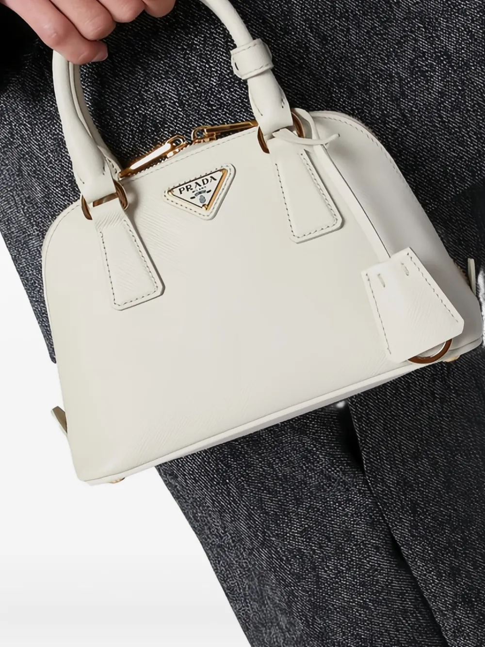 Prada Shopper met logoplakkaat - Wit