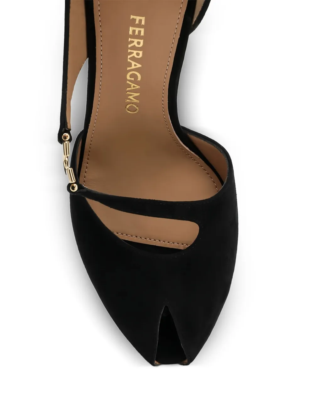 Ferragamo 95 mm pumps met open neus en enkelbandje Zwart