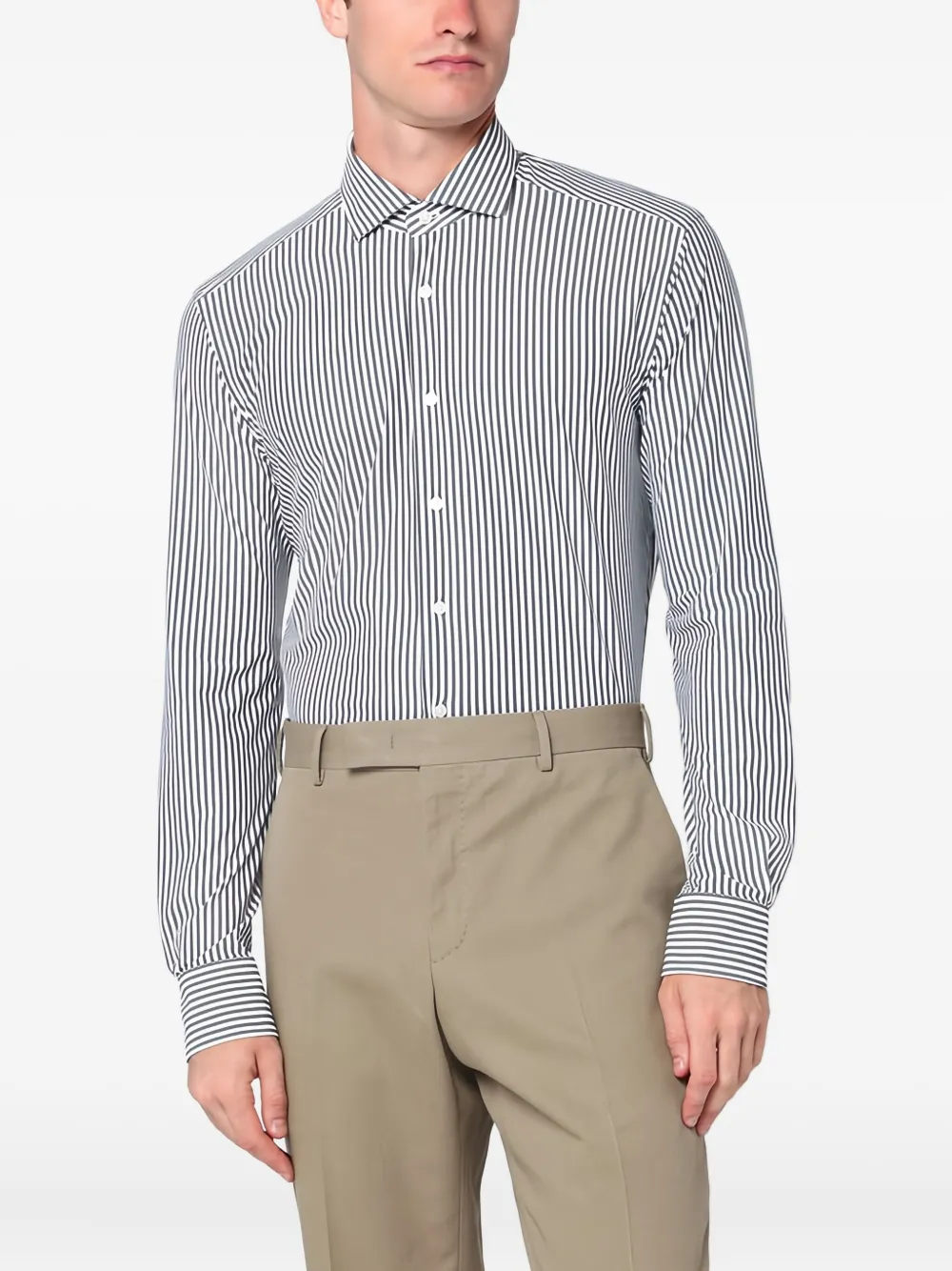 Xacus Striped Long-sleeve Shirt In White