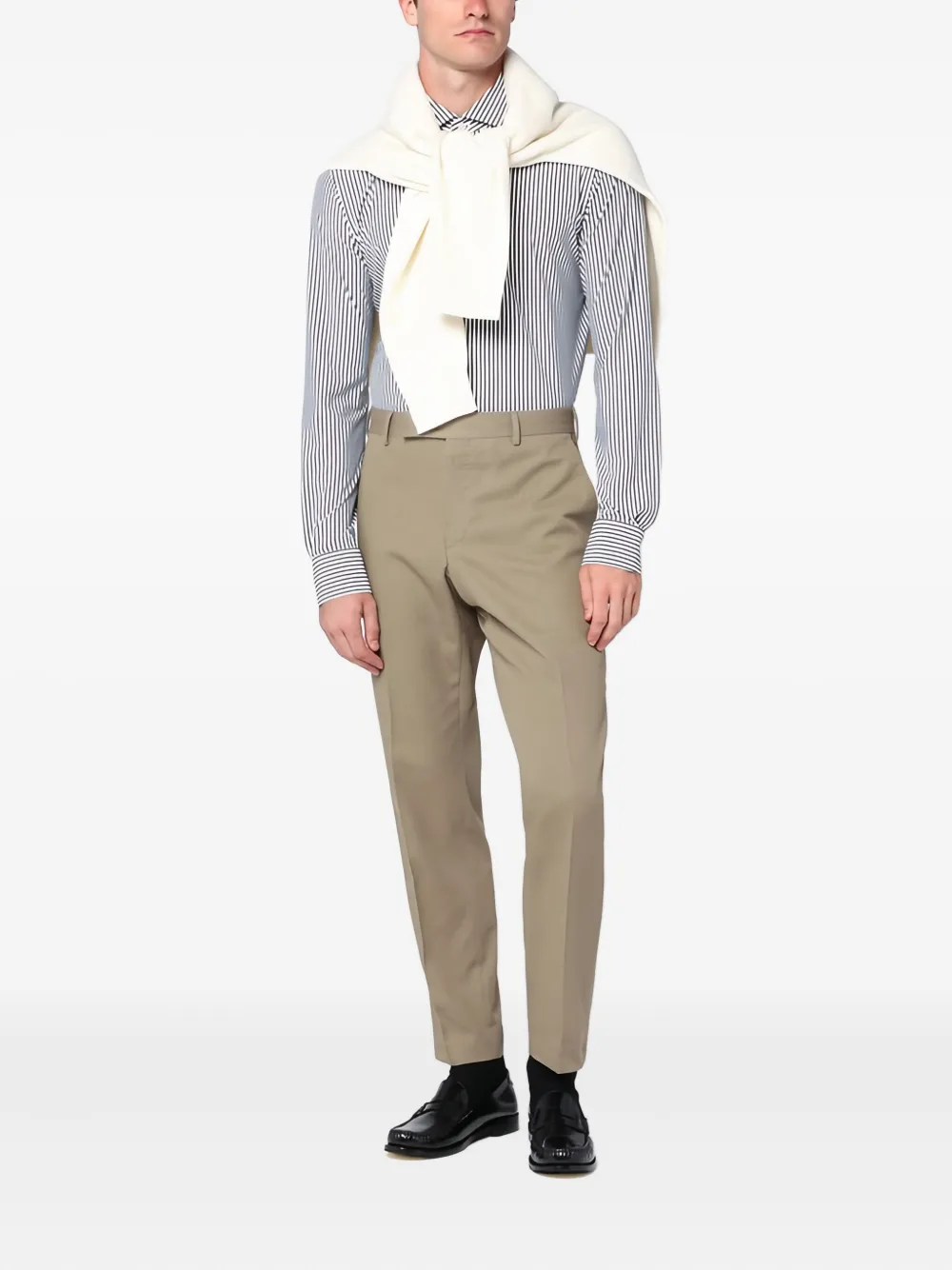 Xacus Striped Long-sleeve Shirt In White