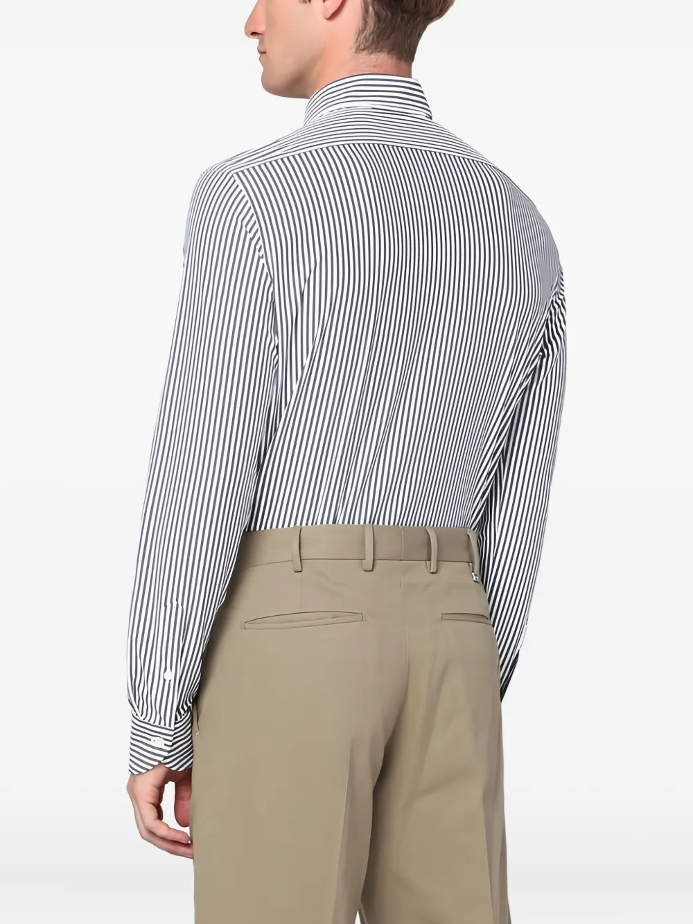 Xacus Striped Long-sleeve Shirt In White