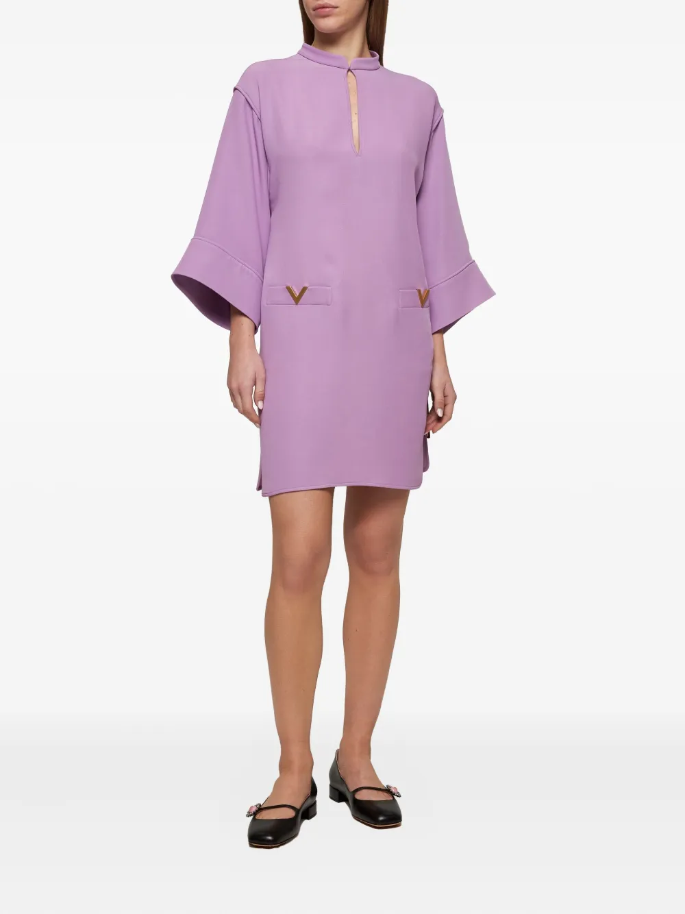 Valentino Garavani Mini-jurk met V-detail Paars